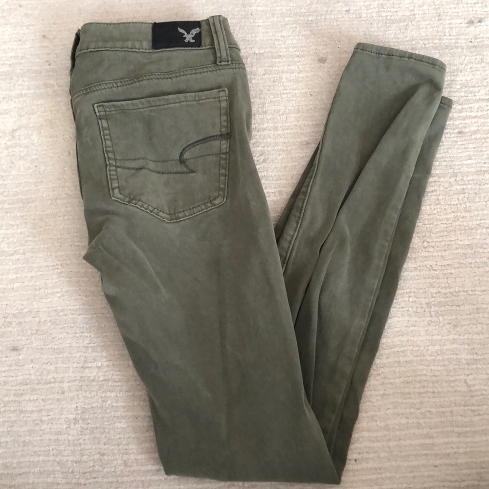 Green skinny jeans